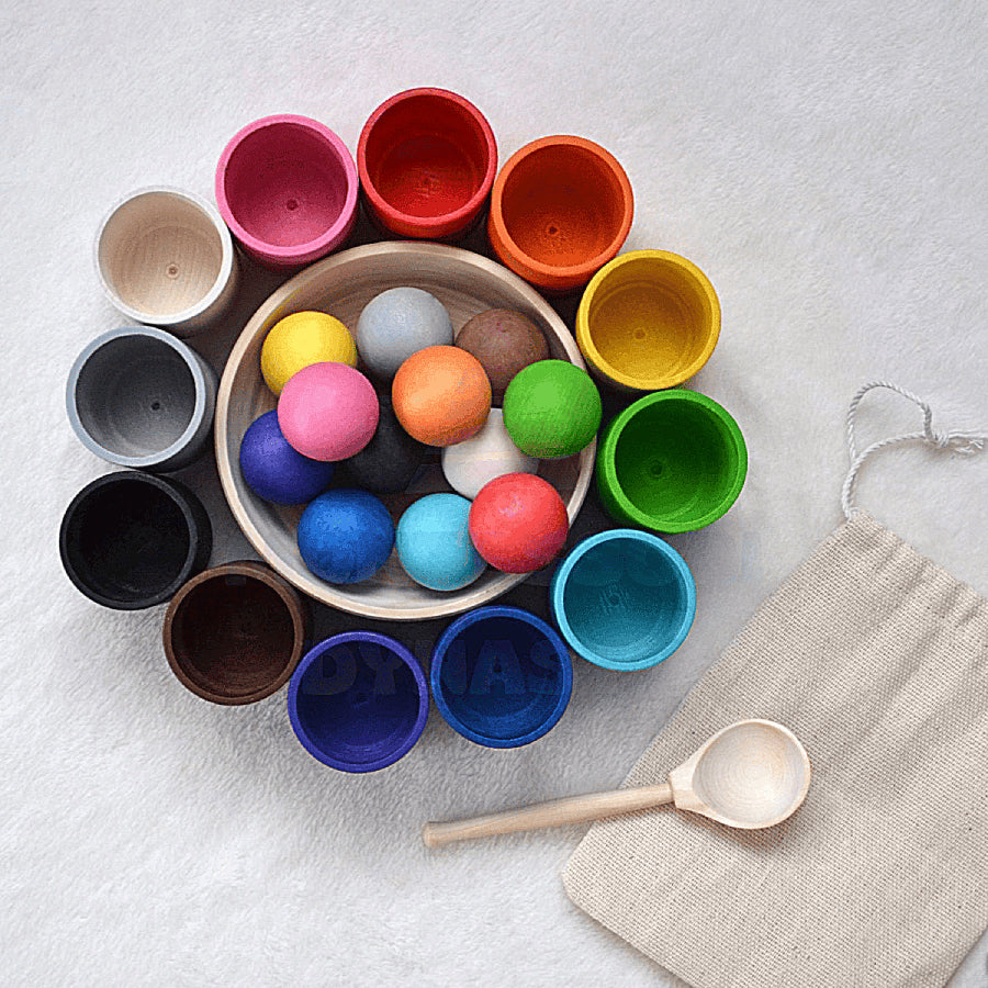 Montessori Rainbow Balloons in Cups