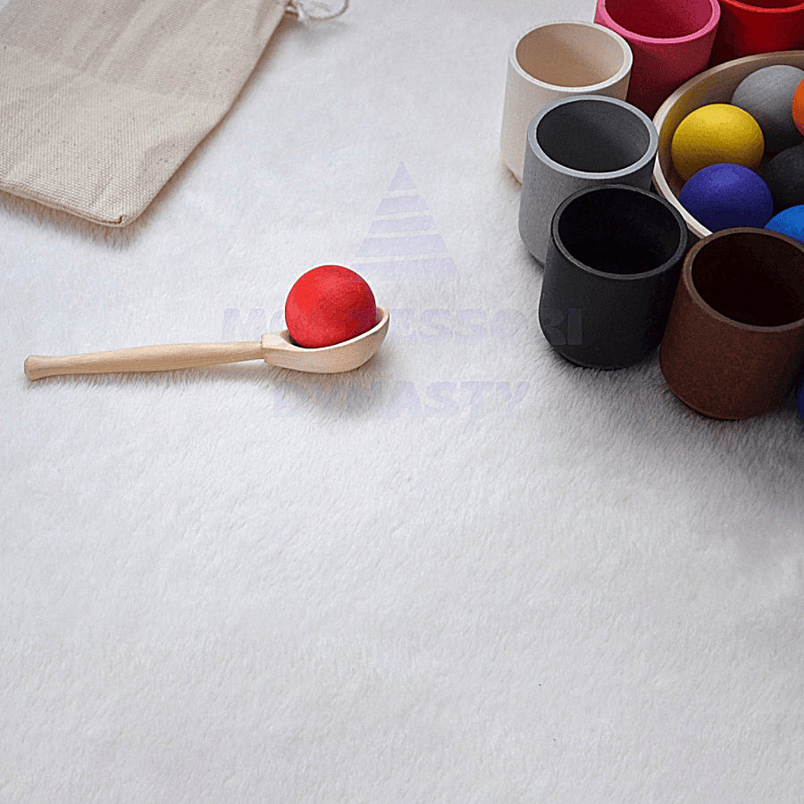 Montessori Rainbow Balloons in Cups