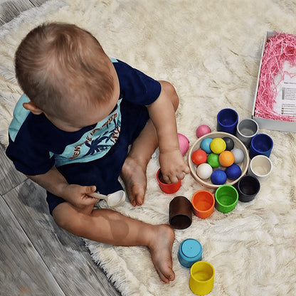 Montessori Rainbow Balloons in Cups